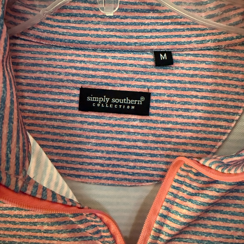 Simply Southern Coral and Teal Striped Top - Picture 2 of 4